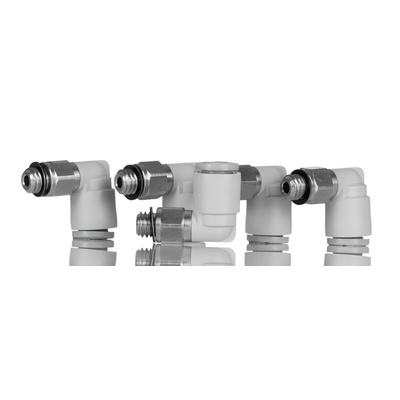 SMC KQ2 Series Elbow Threaded Adaptor, M3 Male to Push In 4 mm, Threaded-to-Tube Connection Style