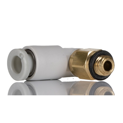 SMC KQ2 Series Elbow Threaded Adaptor, M5 Male to Push In 4 mm, Threaded-to-Tube Connection Style