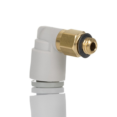 SMC KQ2 Series Elbow Threaded Adaptor, M5 Male to Push In 6 mm, Threaded-to-Tube Connection Style