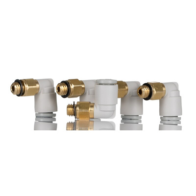 SMC KQ2 Series Elbow Threaded Adaptor, M6 Male to Push In 6 mm, Threaded-to-Tube Connection Style
