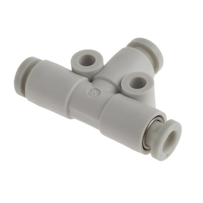 SMC KQ2 Series Tee Tube-to-Tube Adaptor Push In 4 mm, Push In 4 mm to Push In 4 mm, Tube-to-Tube Connection Style