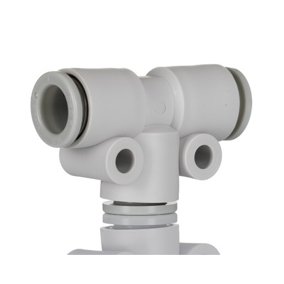 SMC KQ2 Series Tee Tube-to-Tube Adaptor Push In 6 mm, Push In 6 mm to Push In 6 mm, Tube-to-Tube Connection Style