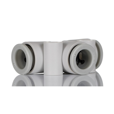 SMC KQ2 Series Tee Tube-to-Tube Adaptor Push In 6 mm, Push In 6 mm to Push In 6 mm, Tube-to-Tube Connection Style