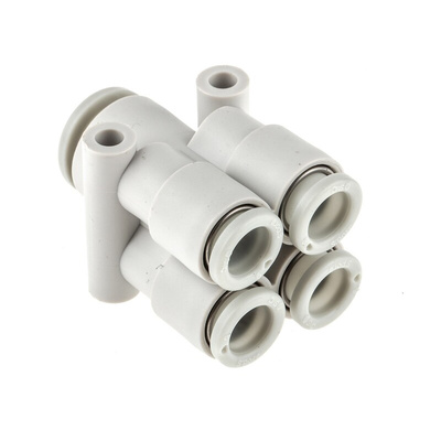 SMC KQ2 Series Double Y Tube-to-Tube Adaptor Push In 8 mm, Push In 6 mm to Push In 6 mm, Tube-to-Tube Connection Style