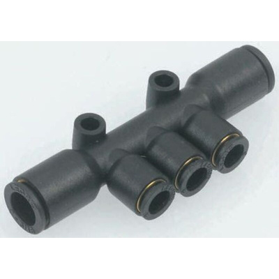 Legris LF3000 Series Tee Tube-to-Tube Adaptor Push In 4 mm, Push In 6 mm to Push In 6 mm, Tube-to-Tube Connection Style