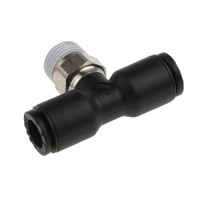 Legris LF3000 Series Tee Threaded Adaptor, Push In 6 mm to Push In 6 mm, Threaded-to-Tube Connection Style