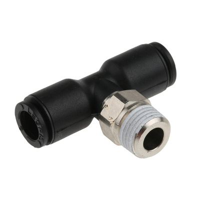 Legris LF3000 Series Tee Threaded Adaptor, Push In 6 mm to Push In 6 mm, Threaded-to-Tube Connection Style