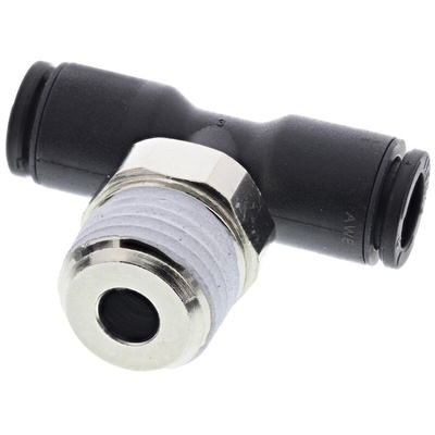 Legris LF3000 Series Tee Threaded Adaptor, Push In 6 mm to Push In 6 mm, Threaded-to-Tube Connection Style