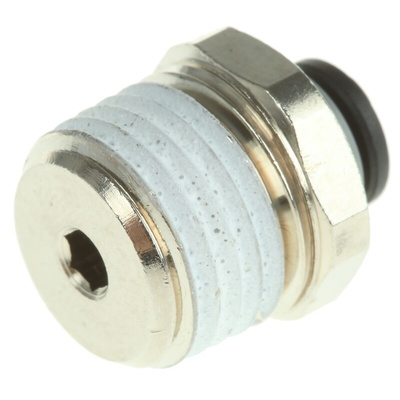 Legris LF3000 Series Straight Threaded Adaptor, R 1/4 Male to Push In 4 mm, Threaded-to-Tube Connection Style