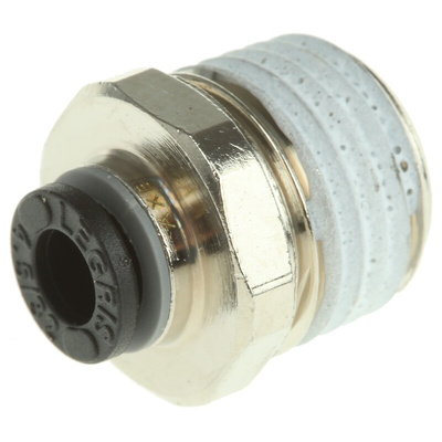 Legris LF3000 Series Straight Threaded Adaptor, R 1/4 Male to Push In 4 mm, Threaded-to-Tube Connection Style