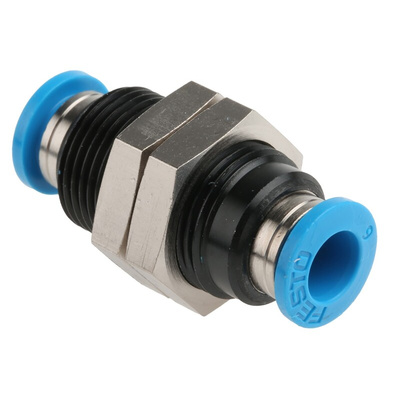 Festo QSS Series Bulkhead Tube-to-Tube Adaptor, Push In 6 mm to Push In 6 mm, Tube-to-Tube Connection Style, 153158