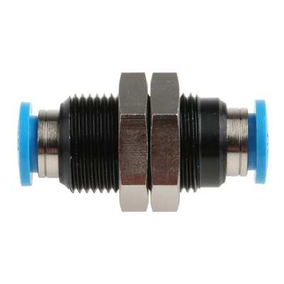 Festo QSS Series Bulkhead Tube-to-Tube Adaptor, Push In 6 mm to Push In 6 mm, Tube-to-Tube Connection Style, 153158
