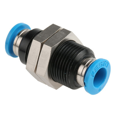 Festo QSS Series Bulkhead Tube-to-Tube Adaptor, Push In 6 mm to Push In 6 mm, Tube-to-Tube Connection Style, 153158