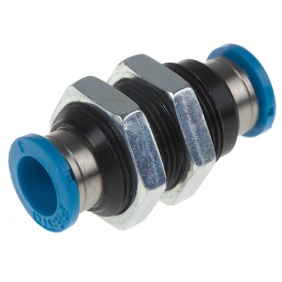 Festo QSS Series Bulkhead Tube-to-Tube Adaptor, Push In 8 mm to Push In 8 mm, Tube-to-Tube Connection Style, 153159