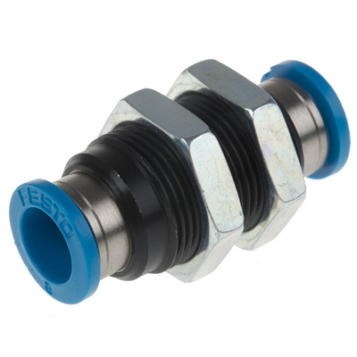 Festo QSS Series Bulkhead Tube-to-Tube Adaptor, Push In 8 mm to Push In 8 mm, Tube-to-Tube Connection Style, 153159