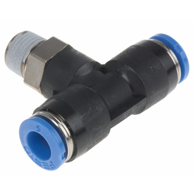 Festo QS Series Tee Threaded Adaptor, Push In 6 mm to Push In 6 mm, Threaded-to-Tube Connection Style, 153107