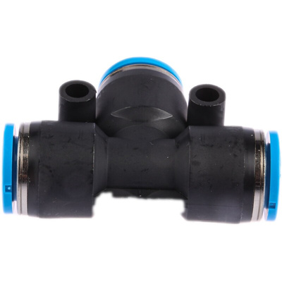 Festo QST Series Tee Tube-to-Tube Adaptor Push In 10 mm, Push In 10 mm to Push In 10 mm, Tube-to-Tube Connection Style,