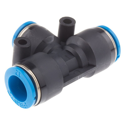 Festo QST Series Tee Tube-to-Tube Adaptor Push In 10 mm, Push In 12 mm to Push In 12 mm, Tube-to-Tube Connection Style,
