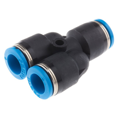 Festo QSY Series Y Tube-to-Tube Adaptor, Push In 8 mm to Push In 8 mm, Tube-to-Tube Connection Style, 153150
