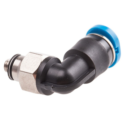 Festo QS Series Elbow Threaded Adaptor, M3 Male to Push In 4 mm, Threaded-to-Tube Connection Style, 153332