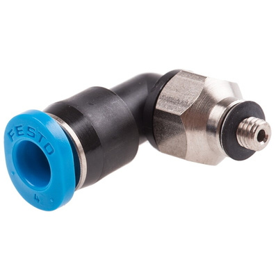 Festo QS Series Elbow Threaded Adaptor, M3 Male to Push In 4 mm, Threaded-to-Tube Connection Style, 153332