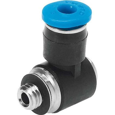 Festo QS Series Elbow Threaded Adaptor, M5 Male to Push In 4 mm, Threaded-to-Tube Connection Style, 130831