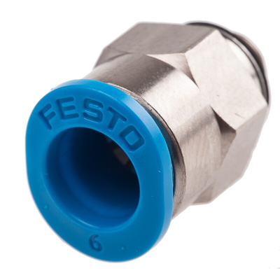 Festo QS Series Straight Threaded Adaptor, M5 Male to Push In 6 mm, Threaded-to-Tube Connection Style, 153306