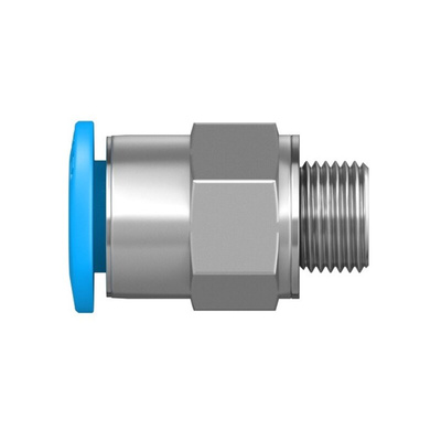 Festo QS Series Straight Threaded Adaptor, M6 Male to Push In 6 mm, Threaded-to-Tube Connection Style, 132600