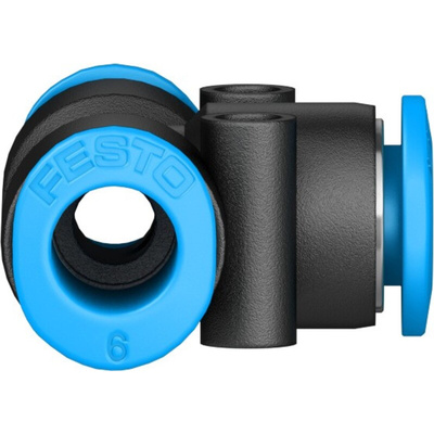 Festo QSMT Series Tee Tube-to-Tube Adaptor Push In 6 mm, Push In 6 mm to Push In 6 mm, Tube-to-Tube Connection Style,