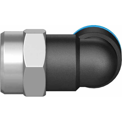 Festo QS Series Elbow Threaded Adaptor, G 1/8 Female to Push In 6 mm, Threaded-to-Tube Connection Style, 153274