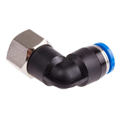 Festo QS Series Elbow Threaded Adaptor, G 1/8 Female to Push In 6 mm, Threaded-to-Tube Connection Style, 153274