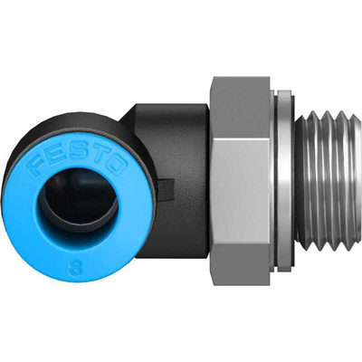 Festo QS Series Elbow Threaded Adaptor, G 1/4 Male to Push In 8 mm, Threaded-to-Tube Connection Style, 186120