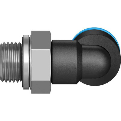 Festo QS Series Elbow Threaded Adaptor, G 1/8 Male to Push In 6 mm, Threaded-to-Tube Connection Style, 186117