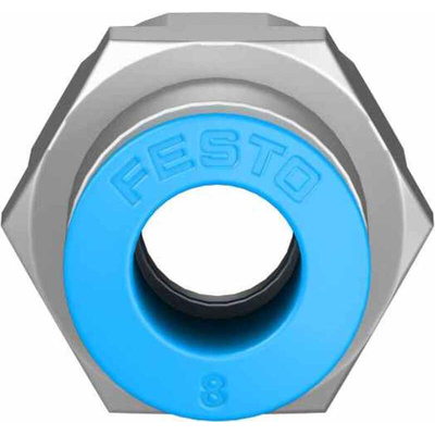 Festo QS Series Straight Threaded Adaptor, G 1/4 Female to Push In 8 mm, Threaded-to-Tube Connection Style, 153026