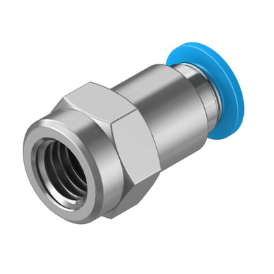 Festo QS Series Straight Threaded Adaptor, G 1/8 Female to Push In 6 mm, Threaded-to-Tube Connection Style, 153023