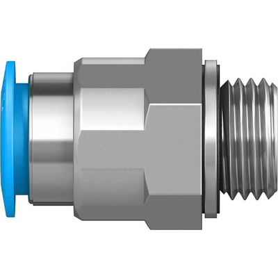 Festo QS Series Straight Threaded Adaptor, G 1/4 Male to Push In 10 mm, Threaded-to-Tube Connection Style, 186101