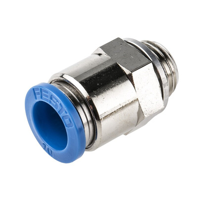 Festo QS Series Straight Threaded Adaptor, G 1/4 Male to Push In 10 mm, Threaded-to-Tube Connection Style, 186101