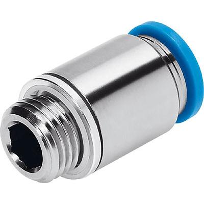 Festo QS Series Straight Threaded Adaptor, G 1/4 Male to Push In 10 mm, Threaded-to-Tube Connection Style, 186112