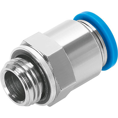Festo QS Series Straight Threaded Adaptor, G 1/4 Male to Push In 8 mm, Threaded-to-Tube Connection Style, 186099