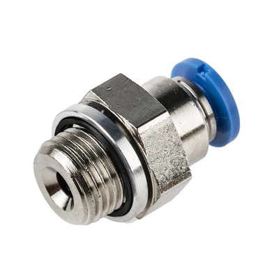 Festo QS Series Straight Threaded Adaptor, G 1/8 Male to Push In 4 mm, Threaded-to-Tube Connection Style, 186095