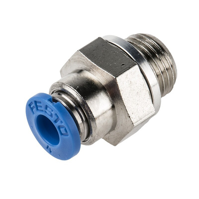 Festo QS Series Straight Threaded Adaptor, G 1/8 Male to Push In 4 mm, Threaded-to-Tube Connection Style, 186095