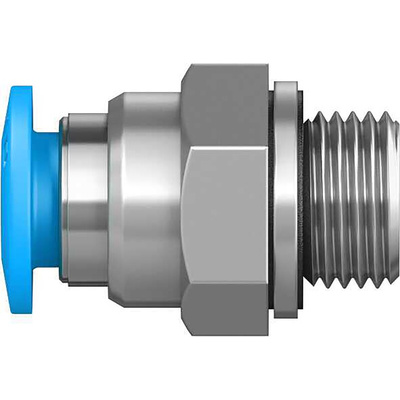 Festo QS Series Straight Threaded Adaptor, G 1/8 Male to Push In 6 mm, Threaded-to-Tube Connection Style, 186096