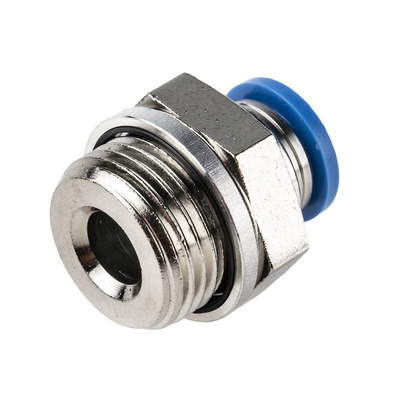 Festo QS Series Straight Threaded Adaptor, G 3/8 Male to Push In 8 mm, Threaded-to-Tube Connection Style, 186100