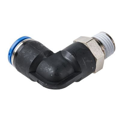 Festo QS Series Elbow Threaded Adaptor, R 1/4 Male to Push In 10 mm, Threaded-to-Tube Connection Style, 153051
