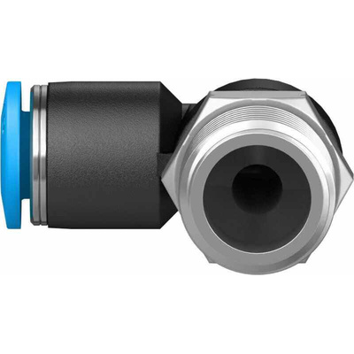 Festo QS Series Elbow Threaded Adaptor, R 1/4 Male to Push In 6 mm, Threaded-to-Tube Connection Style, 153047