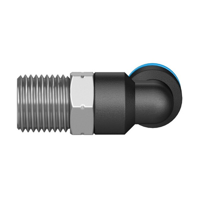 Festo QS Series Elbow Threaded Adaptor, R 1/8 Male to Push In 4 mm, Threaded-to-Tube Connection Style, 153045