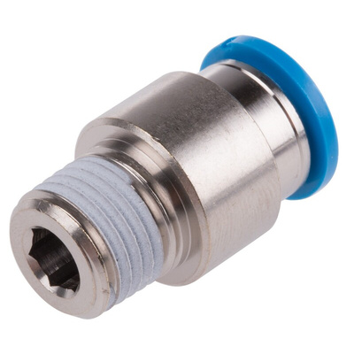 Festo QS Series Straight Threaded Adaptor, R 1/4 Male to Push In 10 mm, Threaded-to-Tube Connection Style, 153018