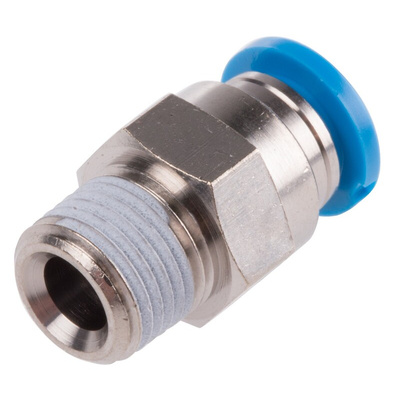 Festo QS Series Straight Threaded Adaptor, R 1/8 Male to Push In 6 mm, Threaded-to-Tube Connection Style, 153002
