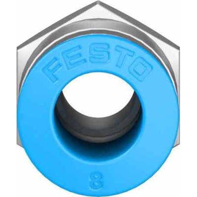 Festo QS Series Straight Threaded Adaptor, R 1/8 Male to Push In 8 mm, Threaded-to-Tube Connection Style, 153004