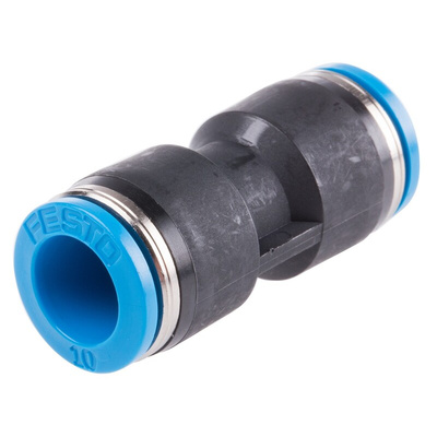 Festo QS Series Straight Tube-to-Tube Adaptor, Push In 10 mm to Push In 10 mm, Tube-to-Tube Connection Style, 153034